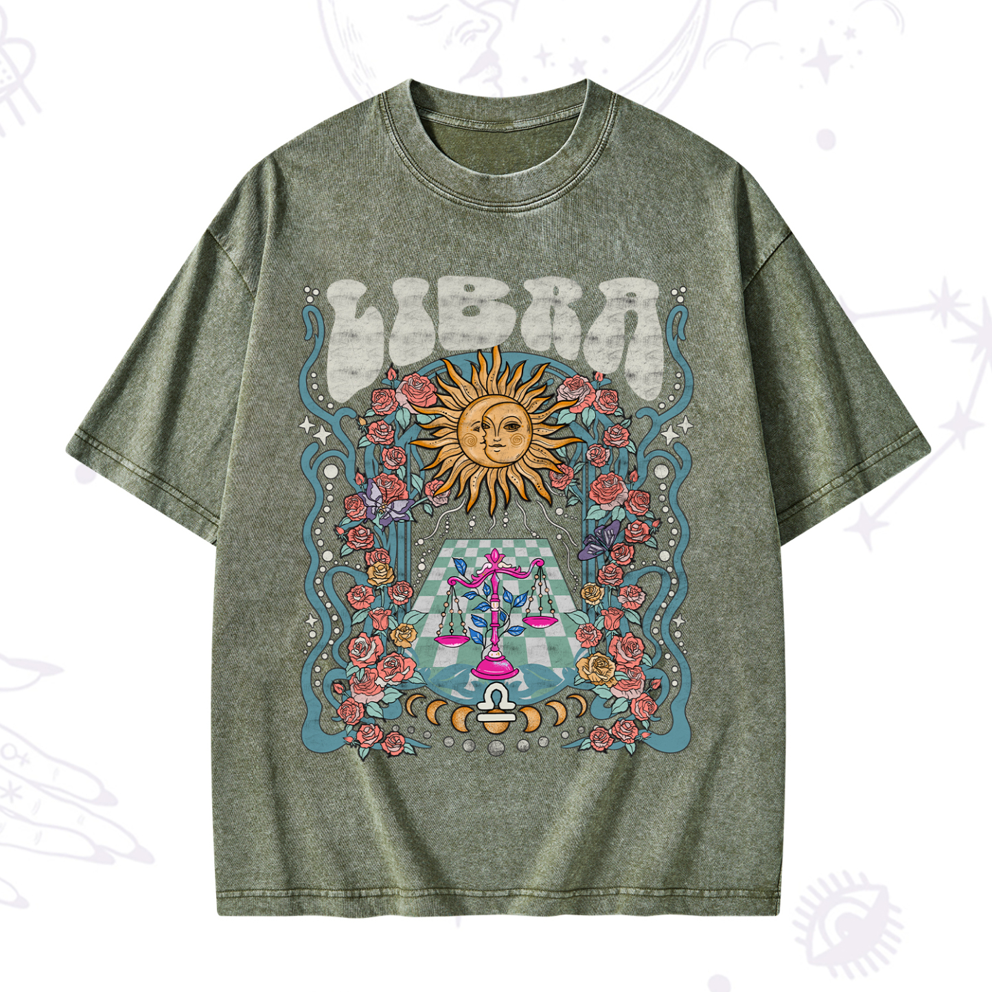 Purplehecate Libra Spirit Zodiac Washed T-Shirt