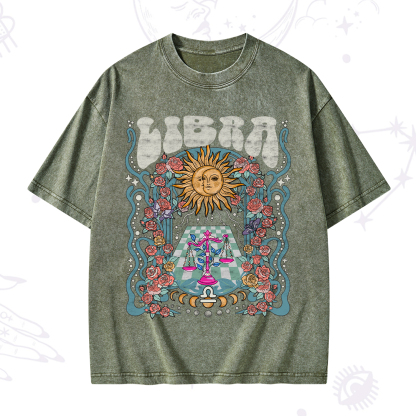 Purplehecate Libra Spirit Zodiac Washed T-Shirt