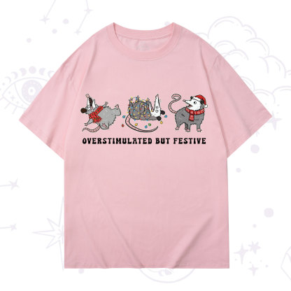 Purplehecate Overstimulated But Festive Possum Christmas T-Shirt