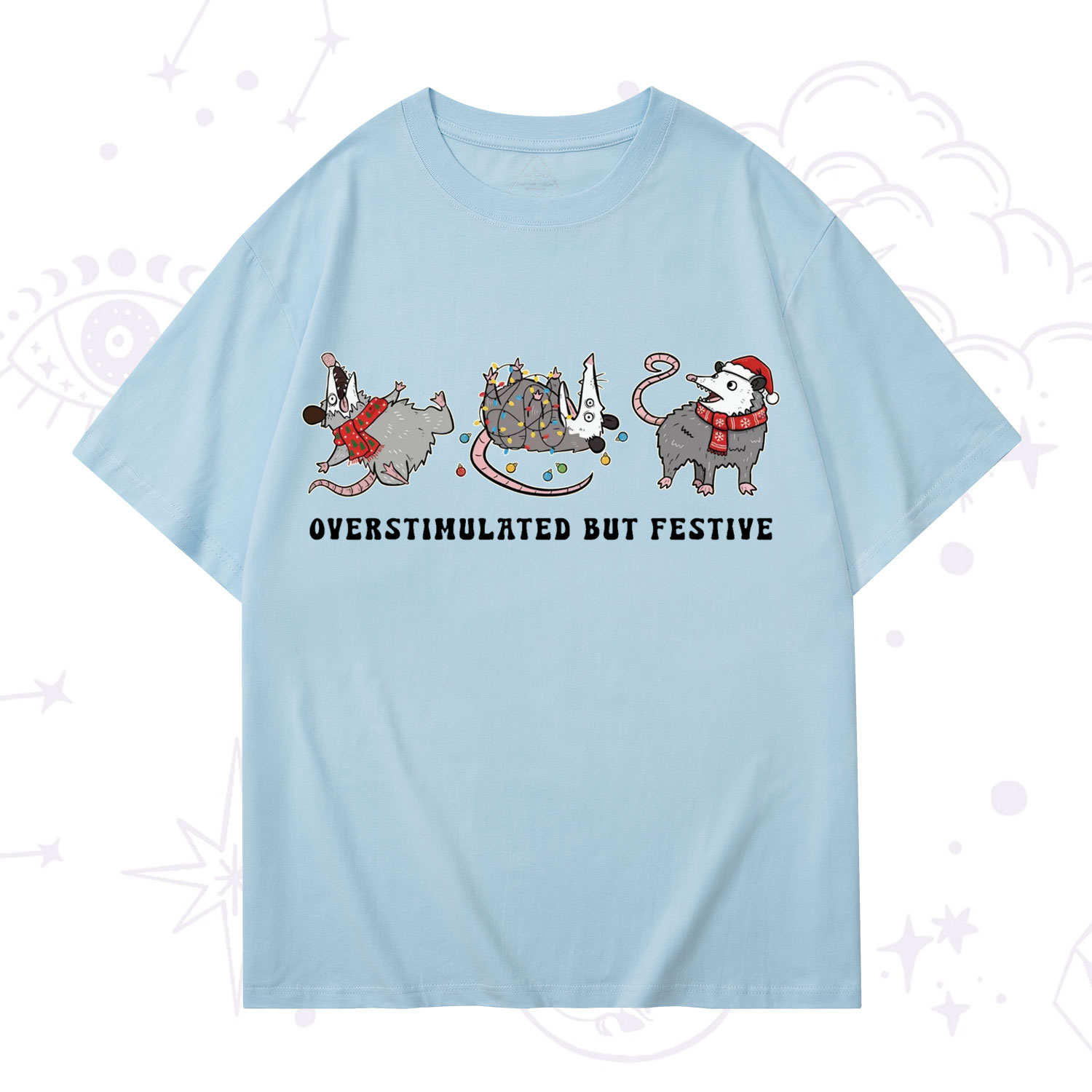 Purplehecate Overstimulated But Festive Possum Christmas T-Shirt