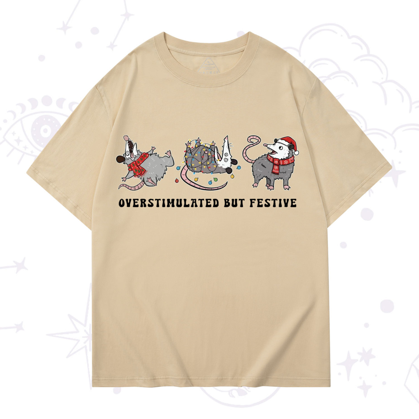Purplehecate Overstimulated But Festive Possum Christmas T-Shirt