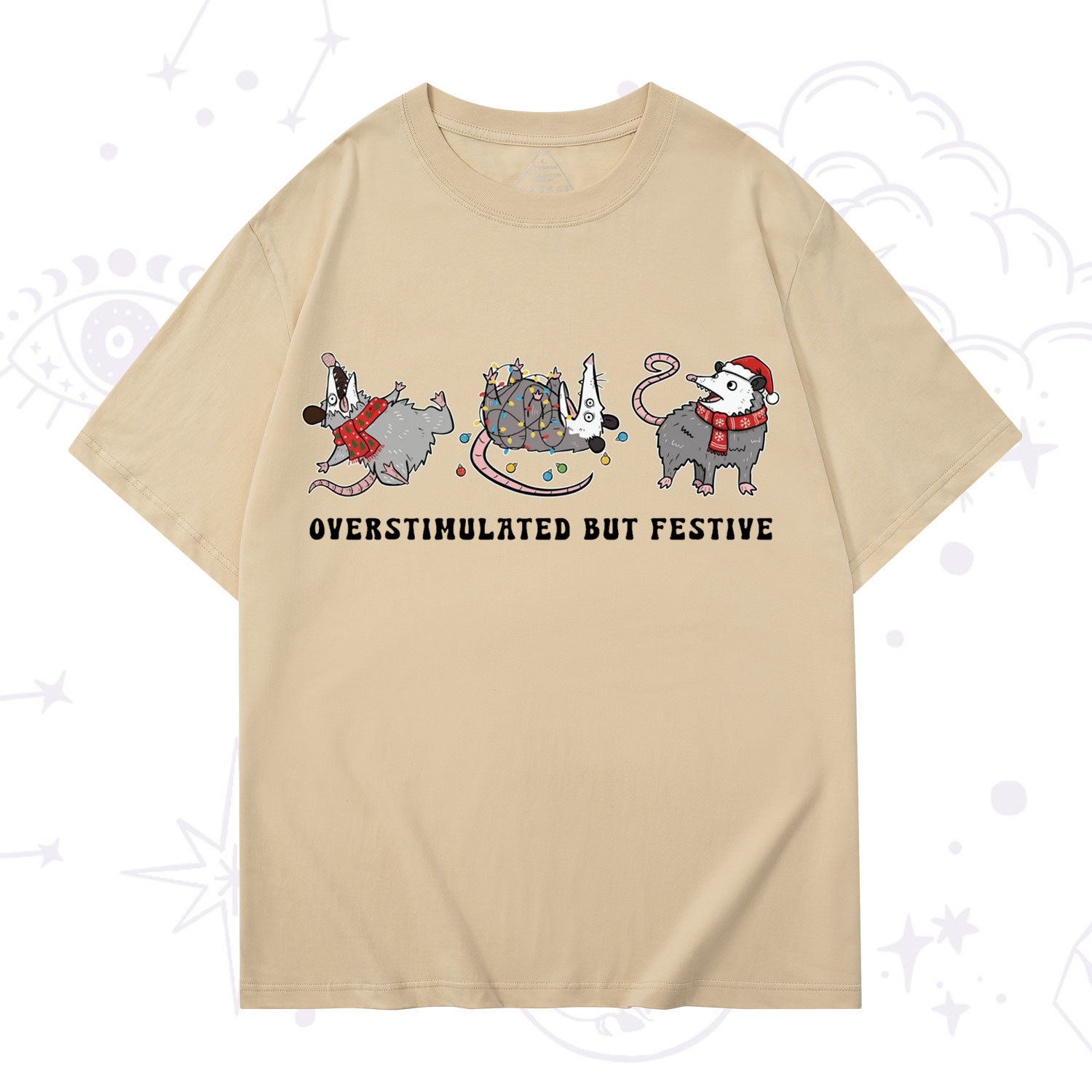 Purplehecate Overstimulated But Festive Possum Christmas T-Shirt