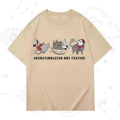 Purplehecate Overstimulated But Festive Possum Christmas T-Shirt