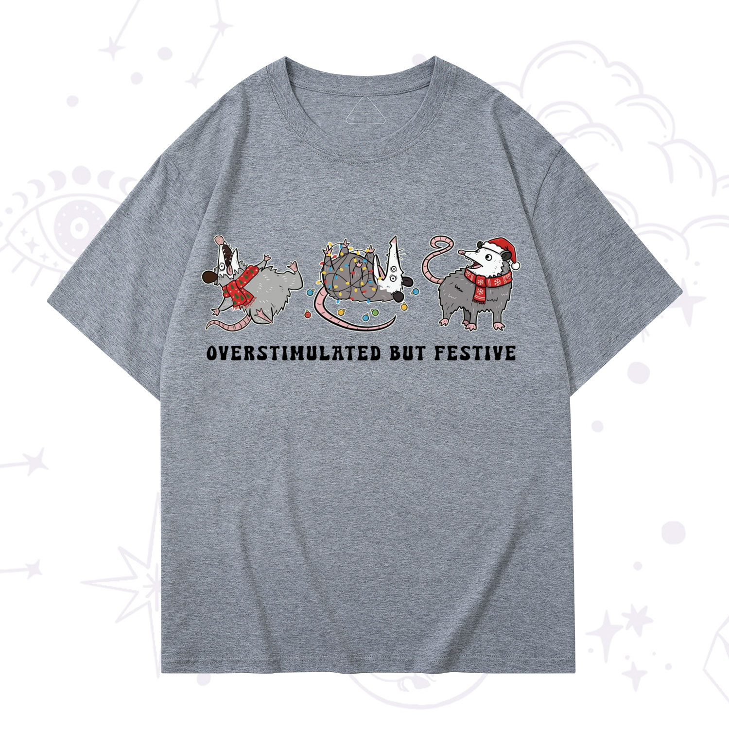 Purplehecate Overstimulated But Festive Possum Christmas T-Shirt
