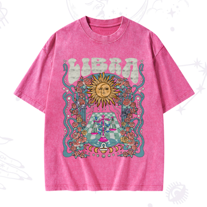 Purplehecate Libra Spirit Zodiac Washed T-Shirt