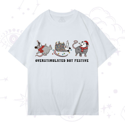 Purplehecate Overstimulated But Festive Possum Christmas T-Shirt