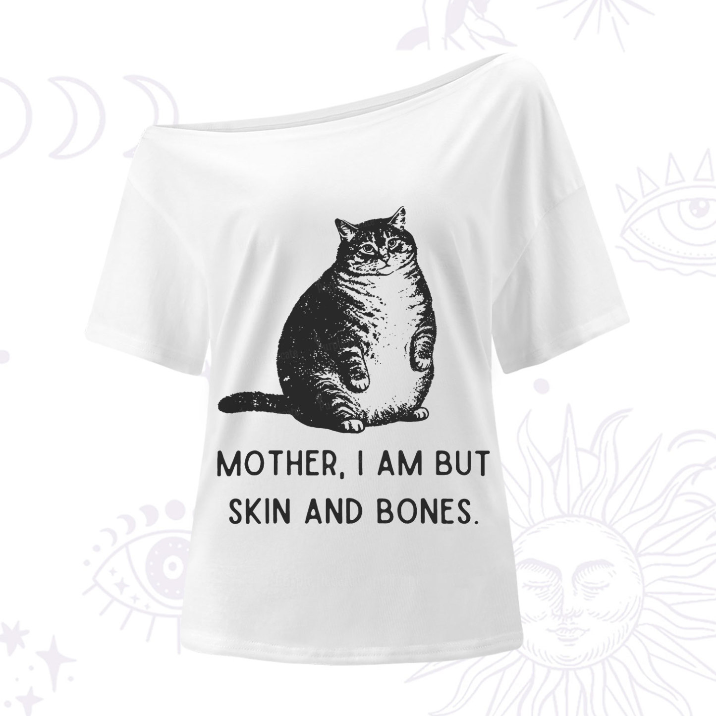 Purplehecate Cat Mother I Am But Skin And Bones One Shoulder T-Shirt