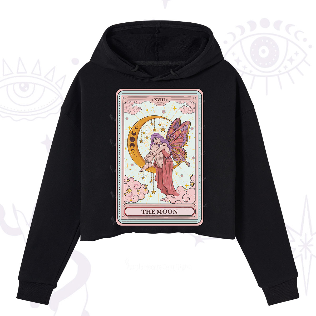 Purplehecate The Moon Tarot Crop Hoodie
