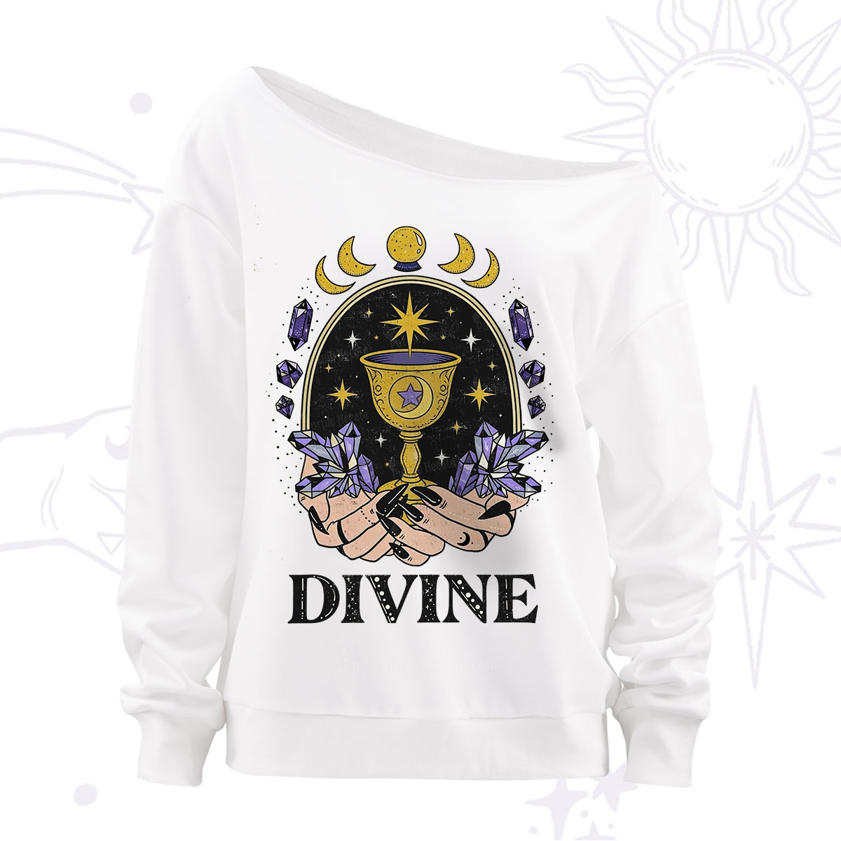 Purplehecate Divine Energy Off The Shoulder Sweatshirt