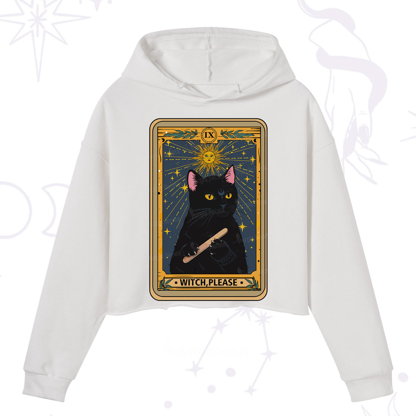 Purplehecate The Witch Please Tarot Crop Hoodie