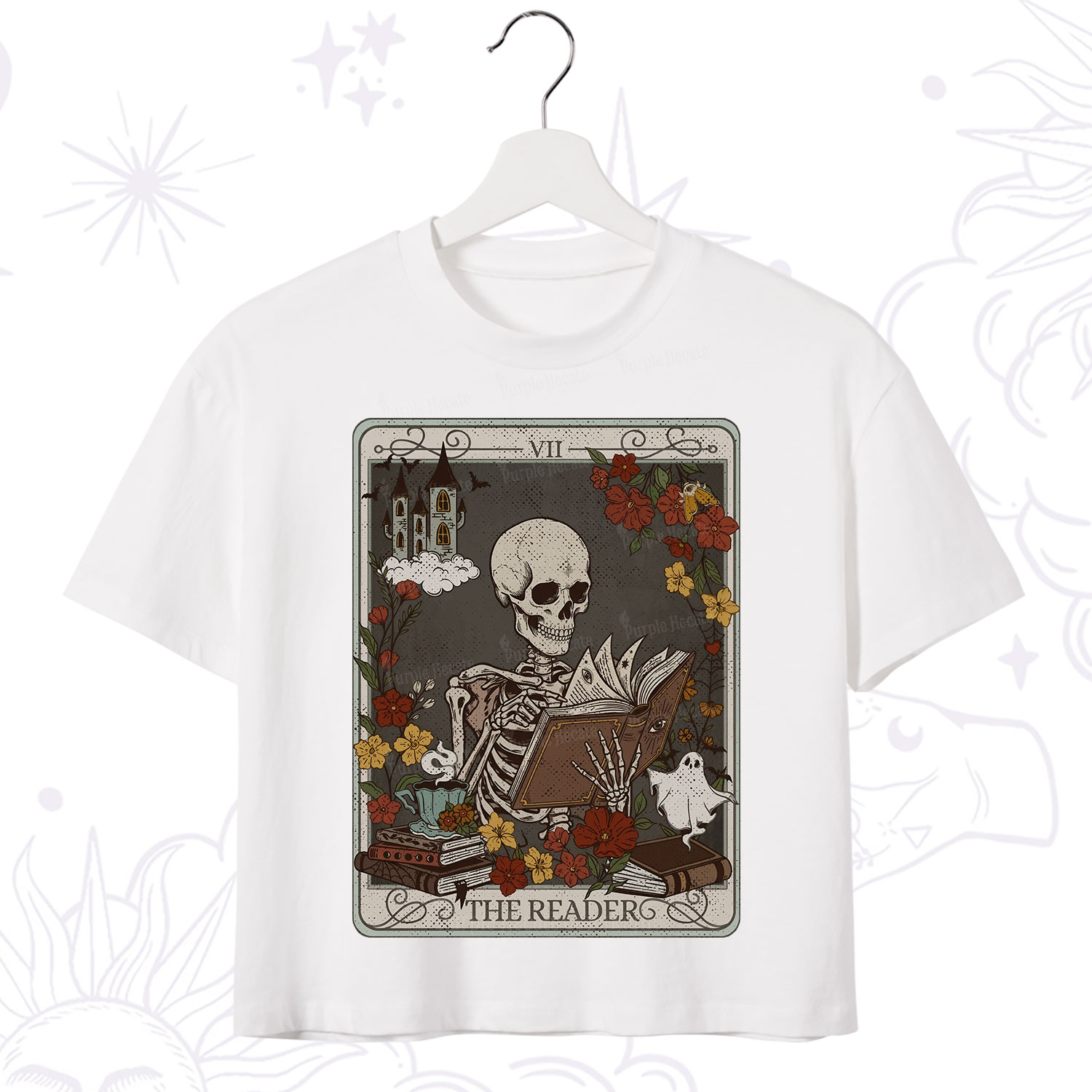 Purplehecate The Reader Tarot Card Crop T-Shirt