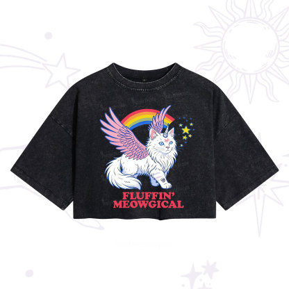 Purplehecate Fluffin Meowgical Washed Cropped T-Shirt
