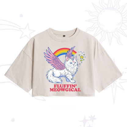 Purplehecate Fluffin Meowgical Washed Cropped T-Shirt