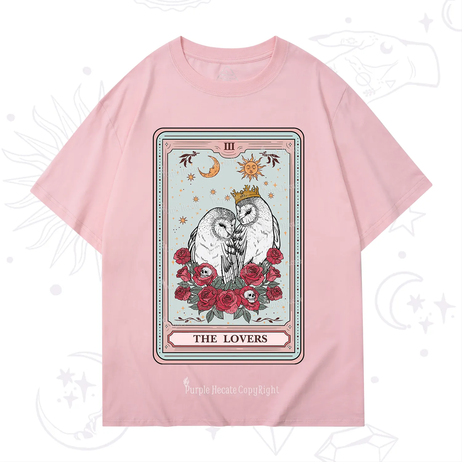 Purplehecate The Lovers Owls Tarot Card T-Shirt
