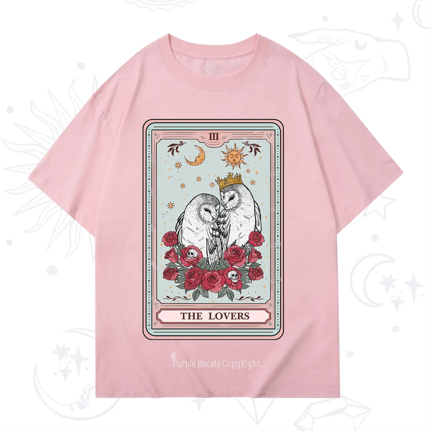 Purplehecate The Lovers Owls Tarot Card T-Shirt