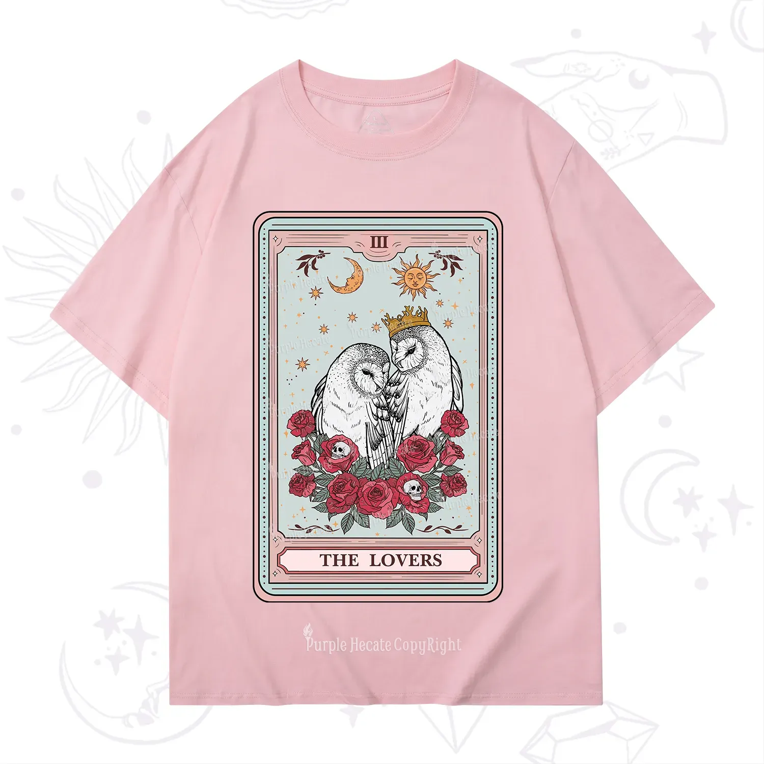 Purplehecate The Lovers Owls Tarot Card T-Shirt