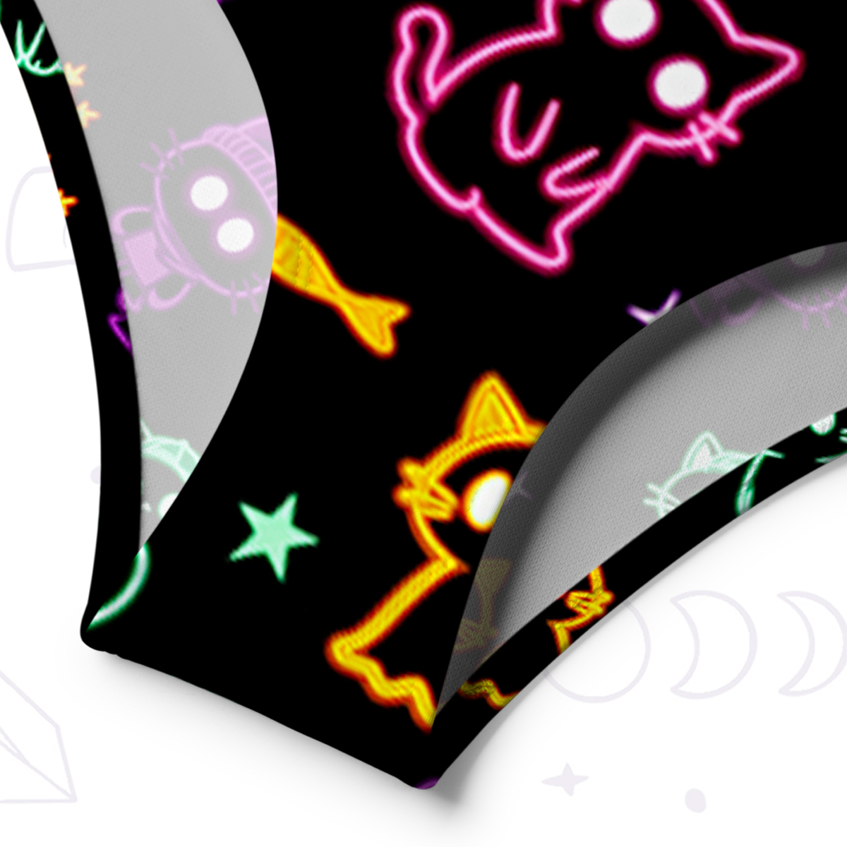 Purplehecate Neon Cat Party One-Shoulder One-Piece Swimsuit