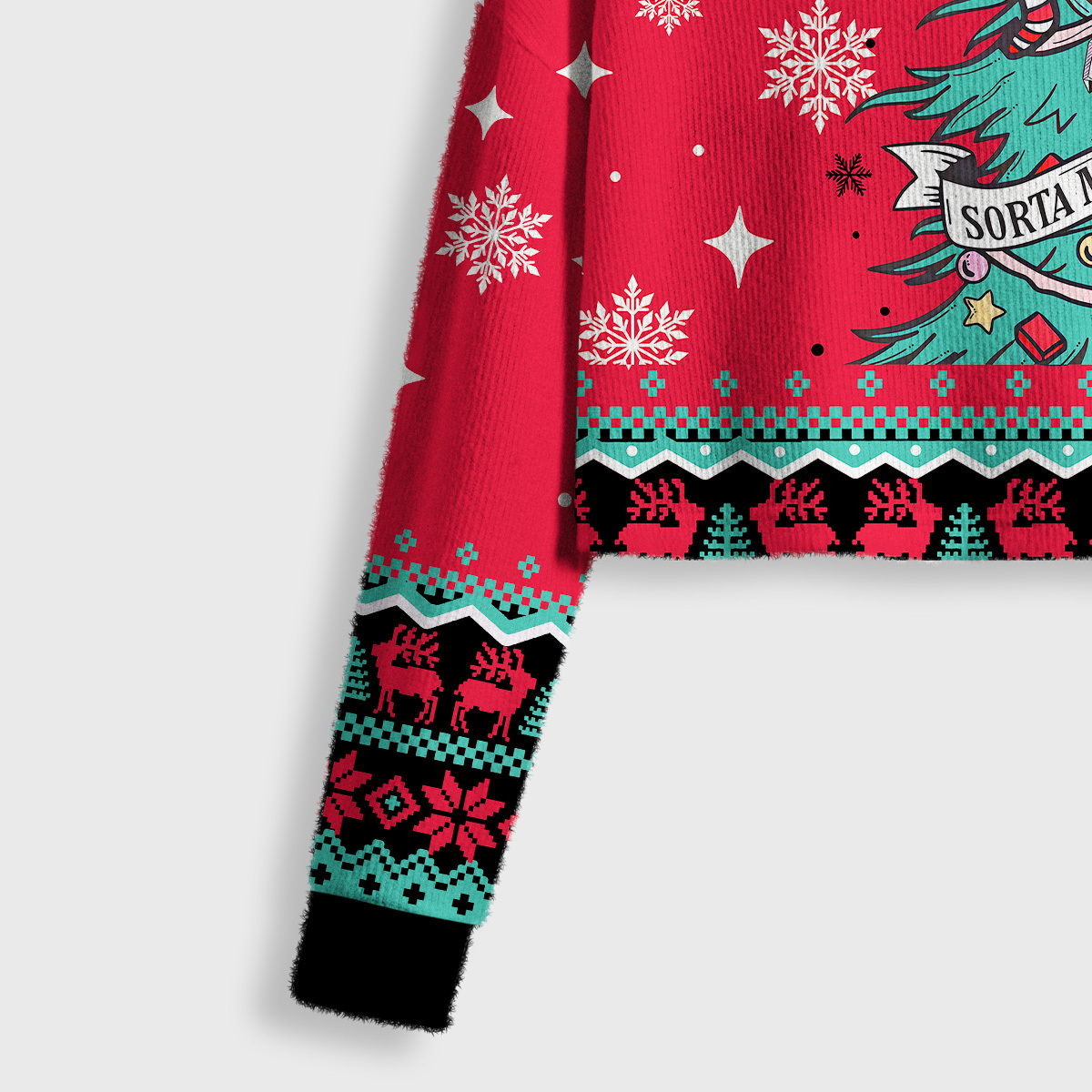 Purplehecate Sorta Merry Sorta Scary Christmas Crop Fuzzy Ugly Sweatshirt