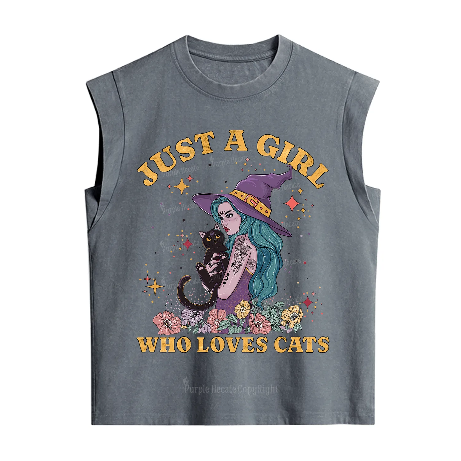 Purplehecate Just A Girl Who Loves Cats Vintage Washed Tank