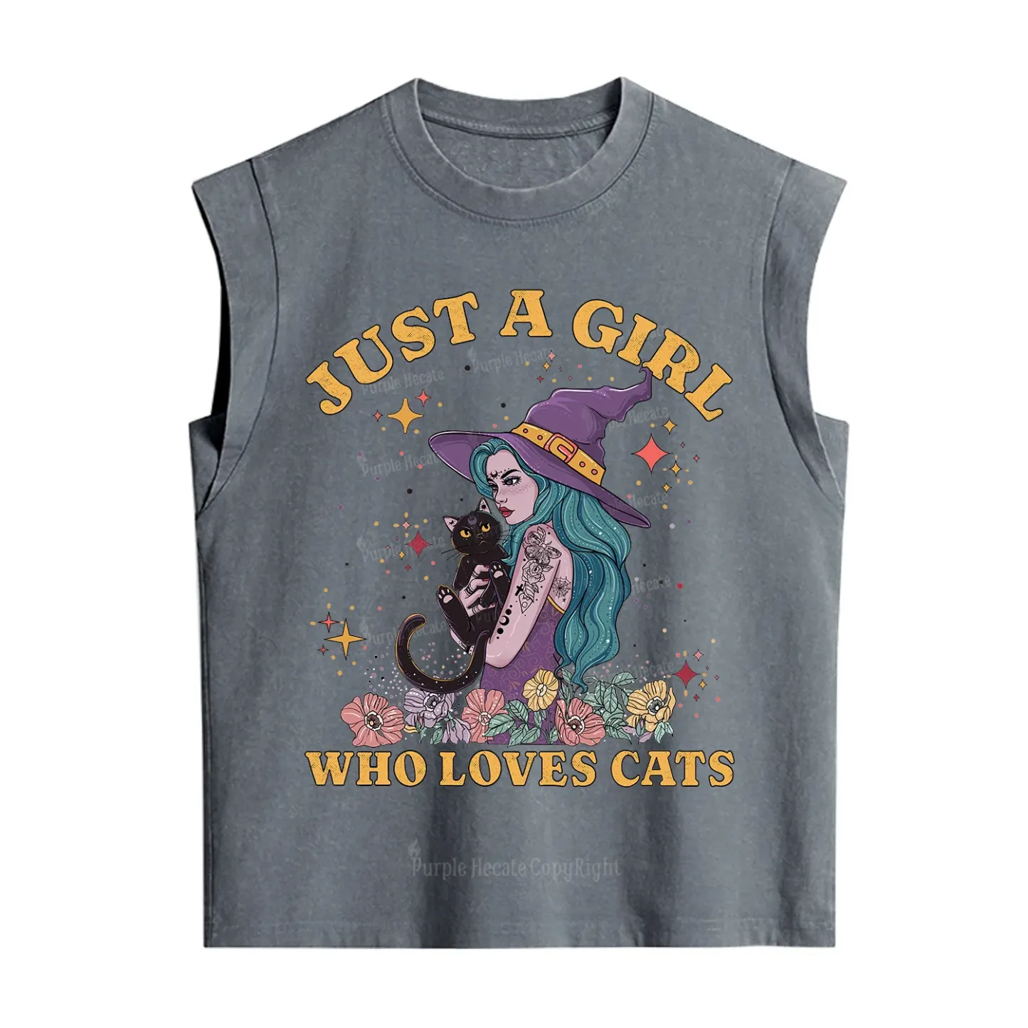 Purplehecate Just A Girl Who Loves Cats Vintage Washed Tank