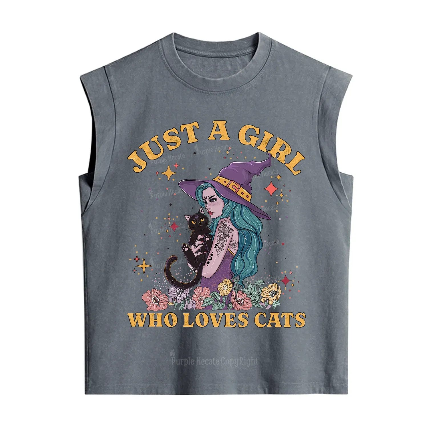 Purplehecate Just A Girl Who Loves Cats Vintage Washed Tank