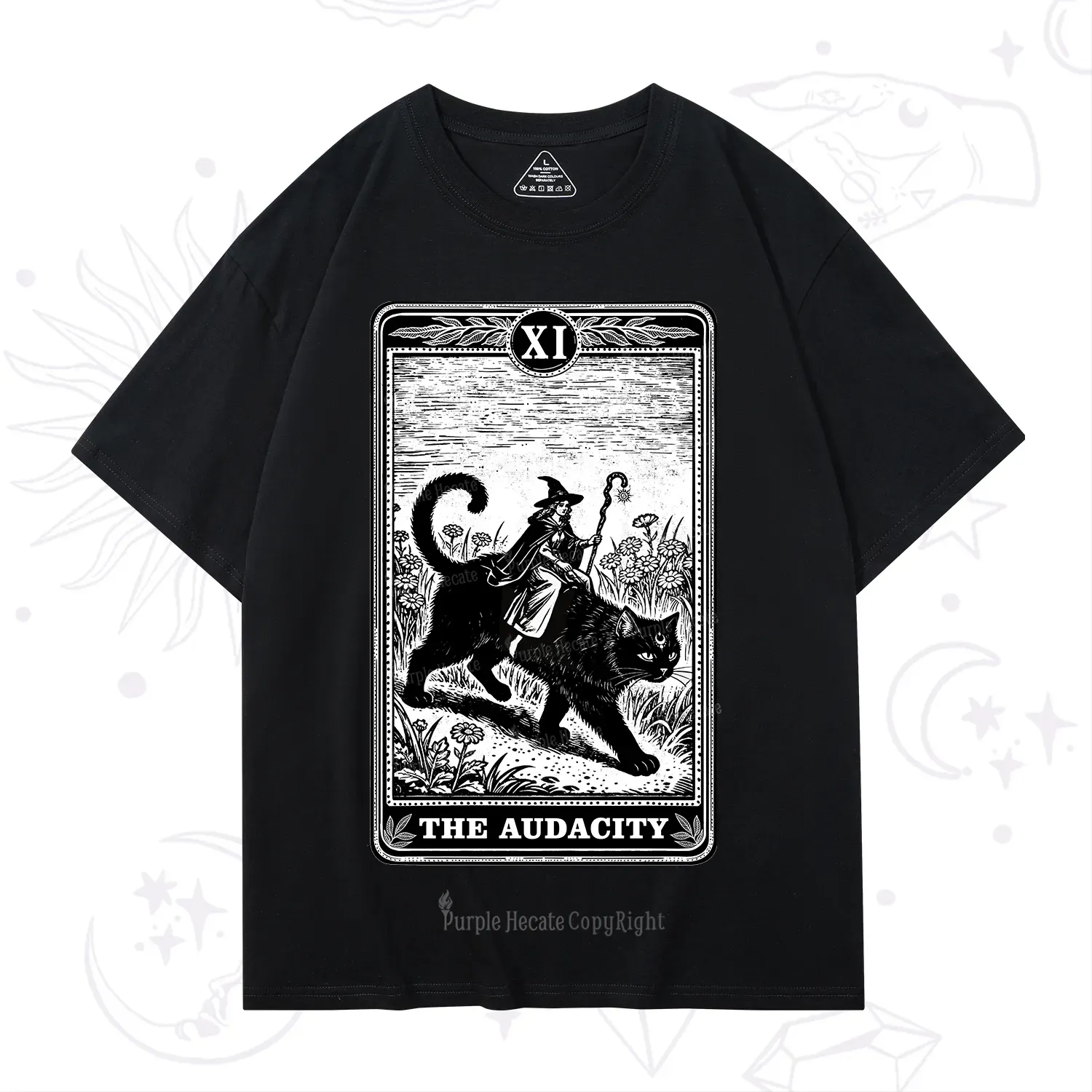 Purplehecate The Audacity Wizard Cat Tarot T-Shirt