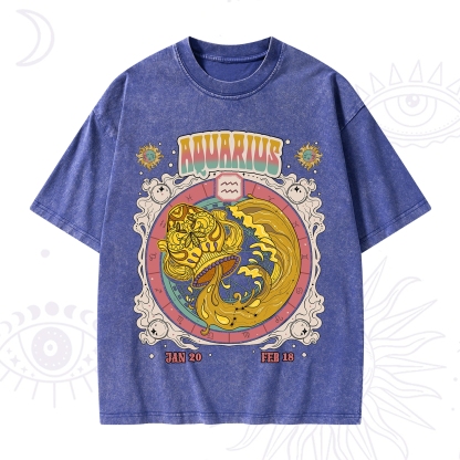 Purplehecate Aquarius Cosmic Zodiac Washed T-Shirt
