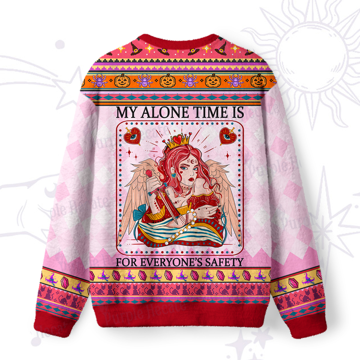 Purplehecate My Alone Time Is For Everyone's Safety Ugly Halloween Sweatshirts