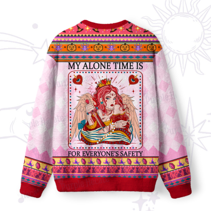 Purplehecate My Alone Time Is For Everyone's Safety Ugly Halloween Sweatshirts