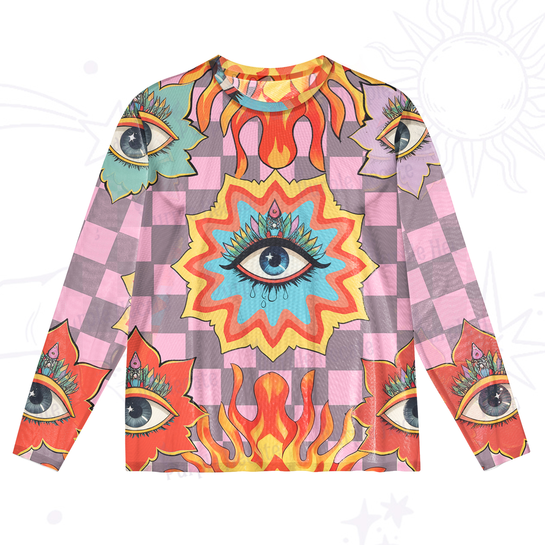 Purplehecate Awakening Flame Mesh Long Sleeve Top