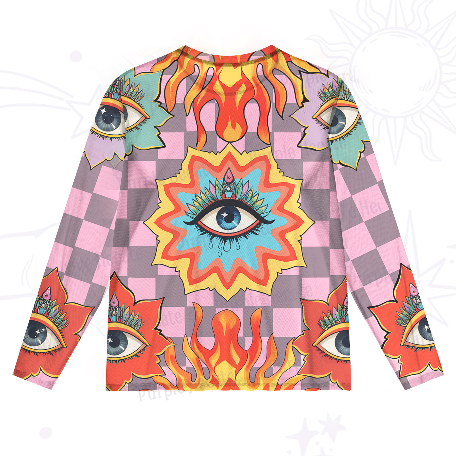 Purplehecate Awakening Flame Mesh Long Sleeve Top