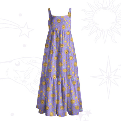 Purplehecate Magic of Sun and Moon Wide Straps Maxi Dress