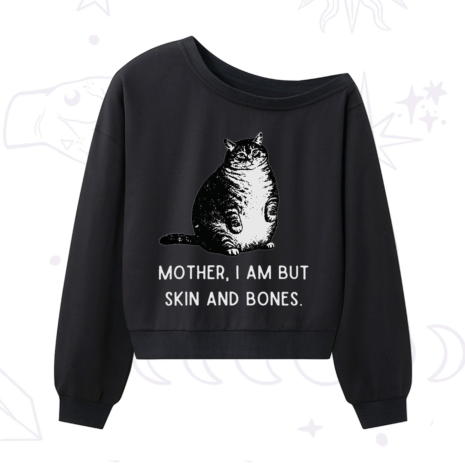 Purplehecate Cat Mother I Am But Skin And Bones One Shoulder Sweatshirt