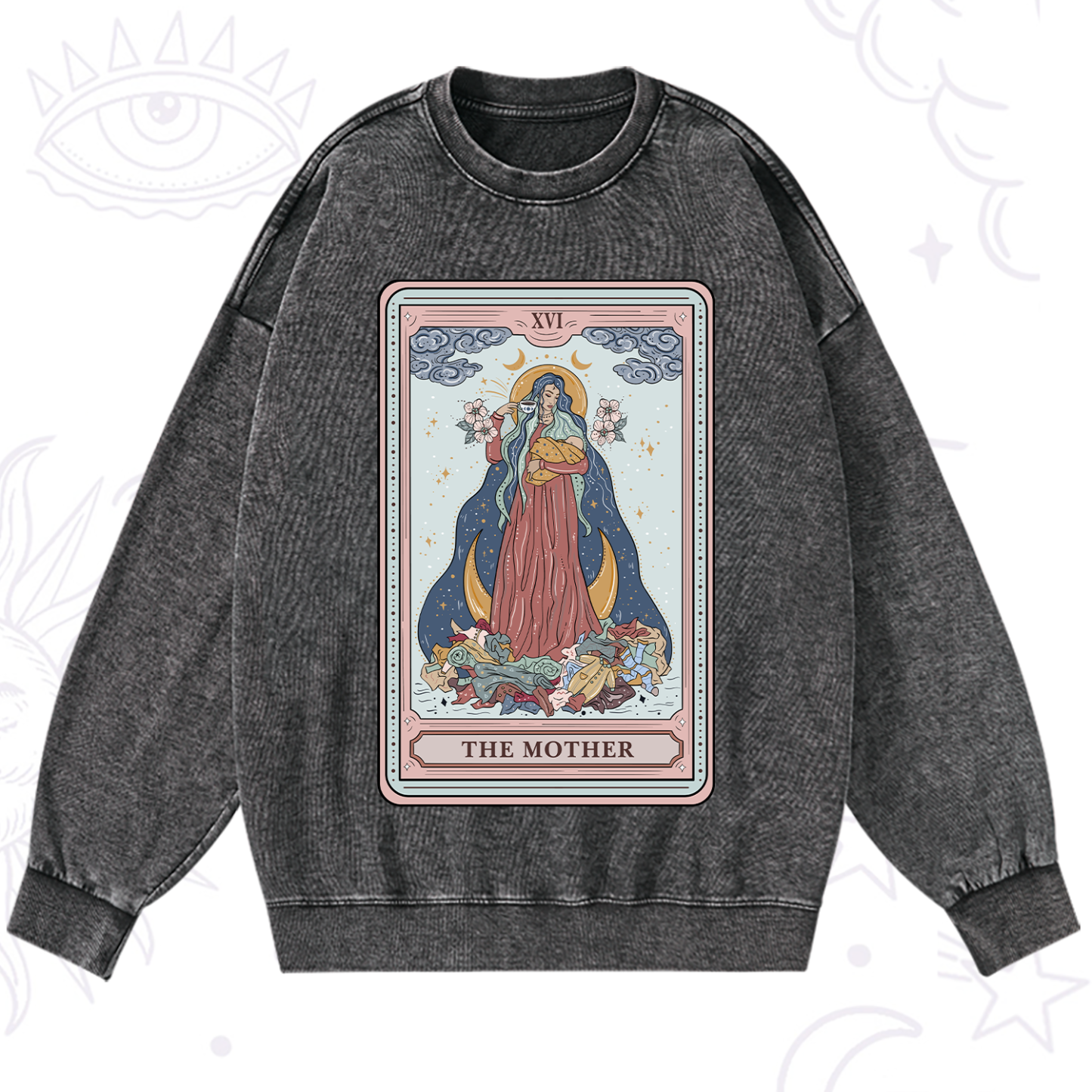 Magic Purplehecate The Mother Tarot Washed Sweatshirt