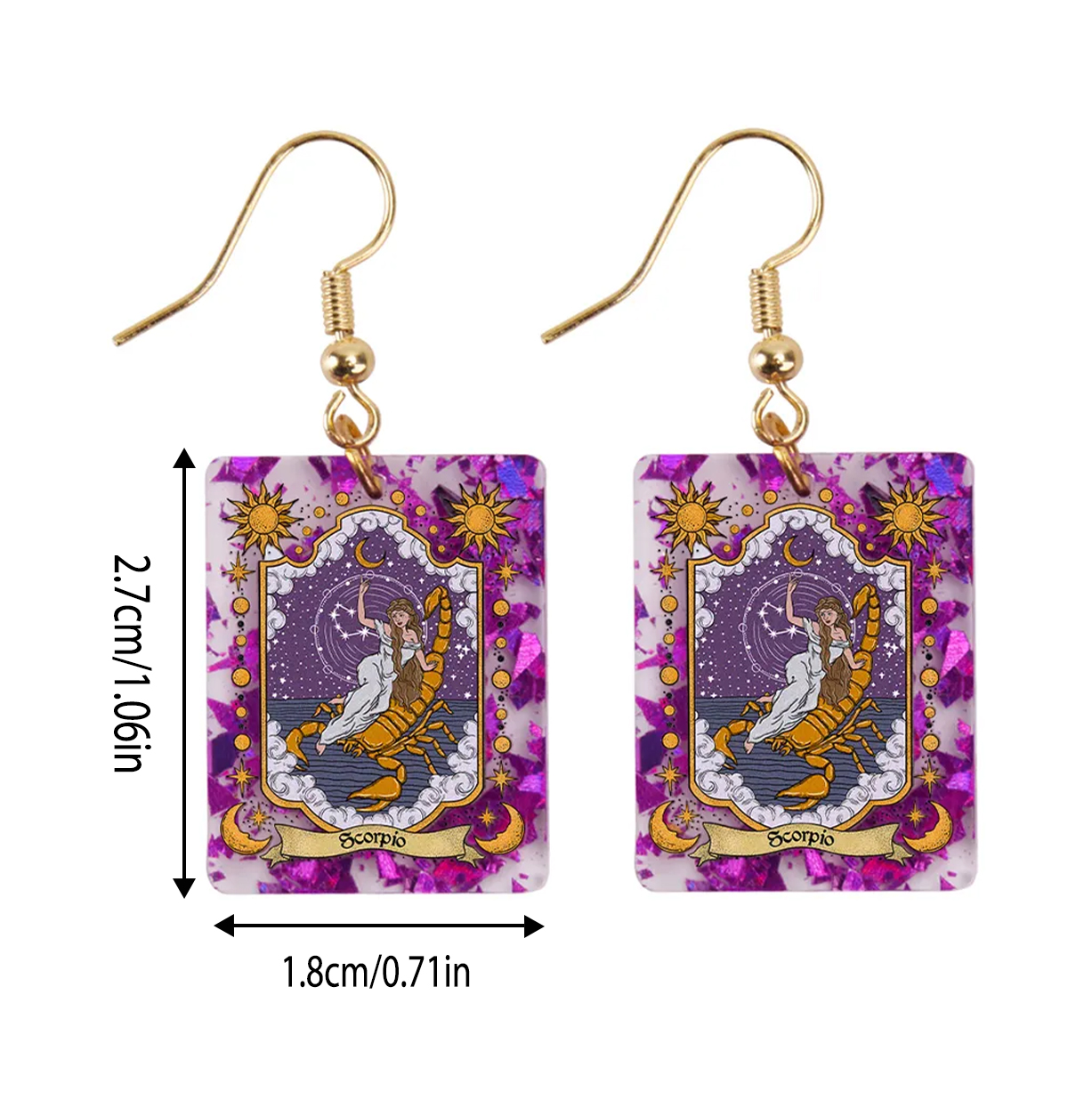 Purplehecate Scorpio Zodiac Purple fragments Acrylic Earrings