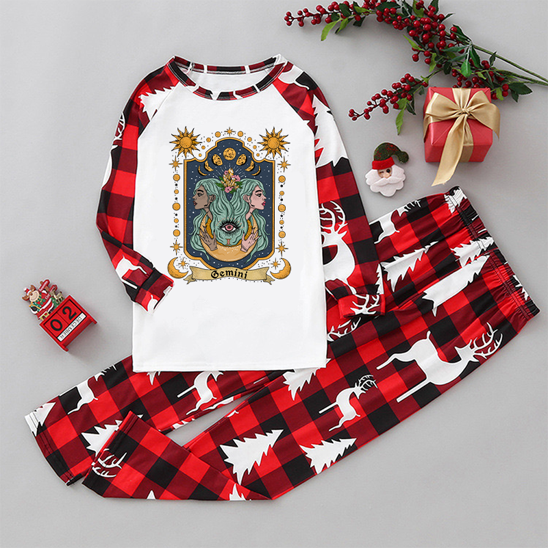 Purplehecate Gemini Zodiac Elk Christmas Pajamas