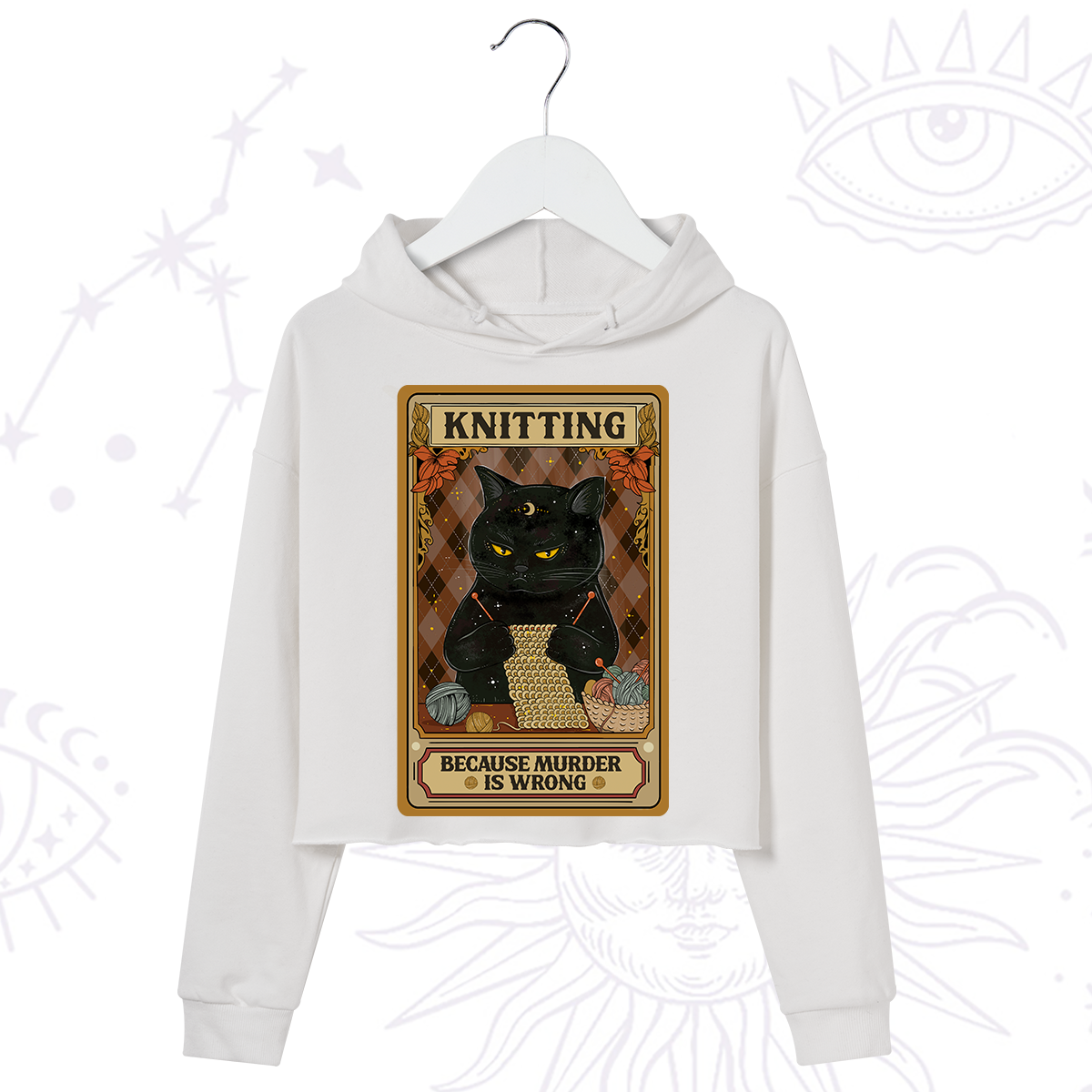 Purplehecate Knitting Because Murder Is Wrong Crop Hoodie