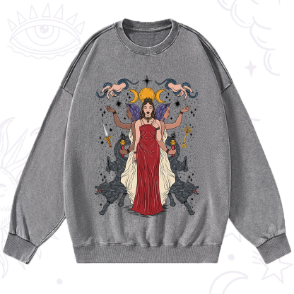 Purplehecate The Triple Goddess Hecate Washed Sweatshirt