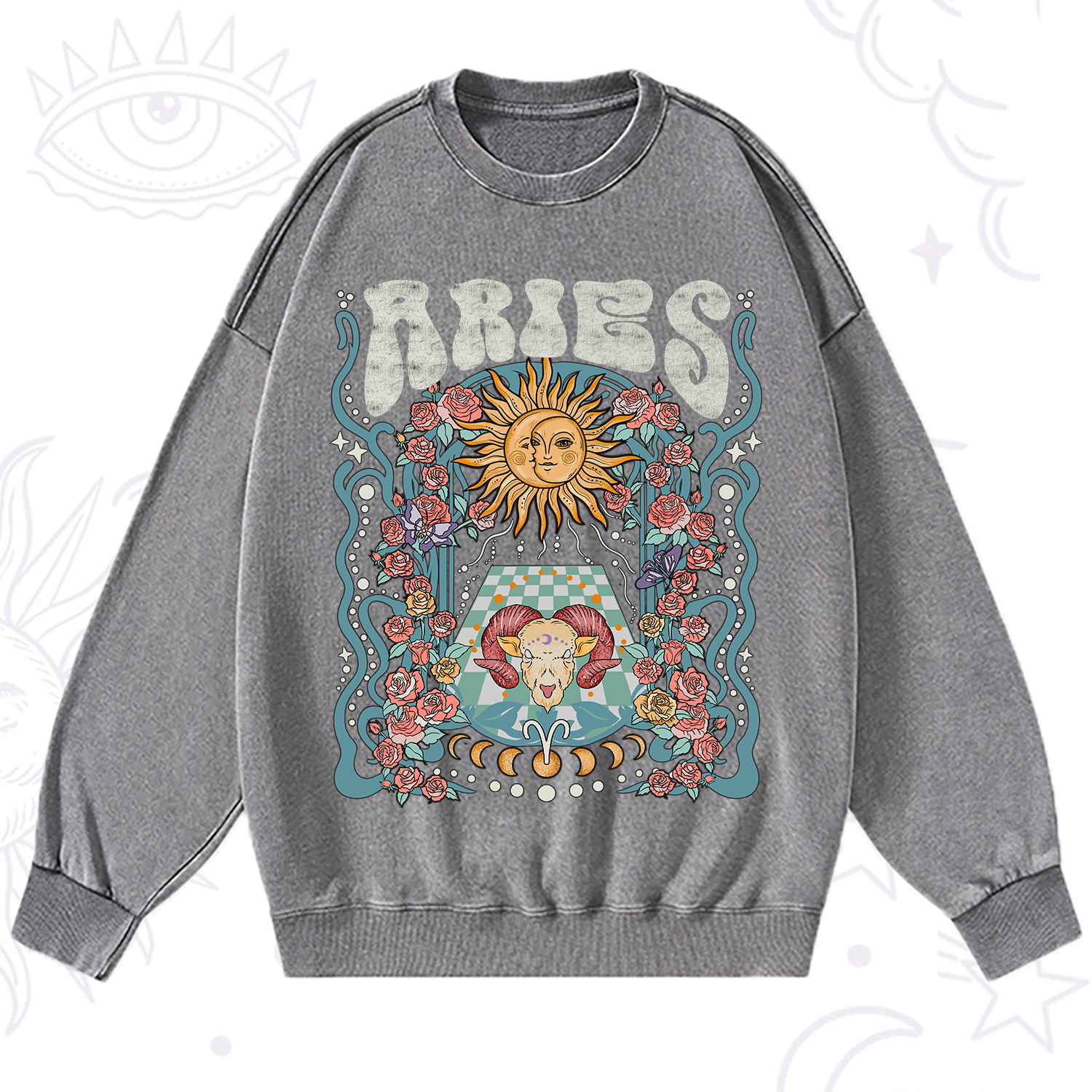 Purplehecate Aries Spirit Zodiac Washed Sweatshirt