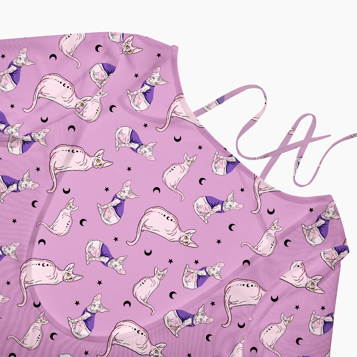 Purplehecate Celestial Sphinx Beachwear Cover-Up Dress