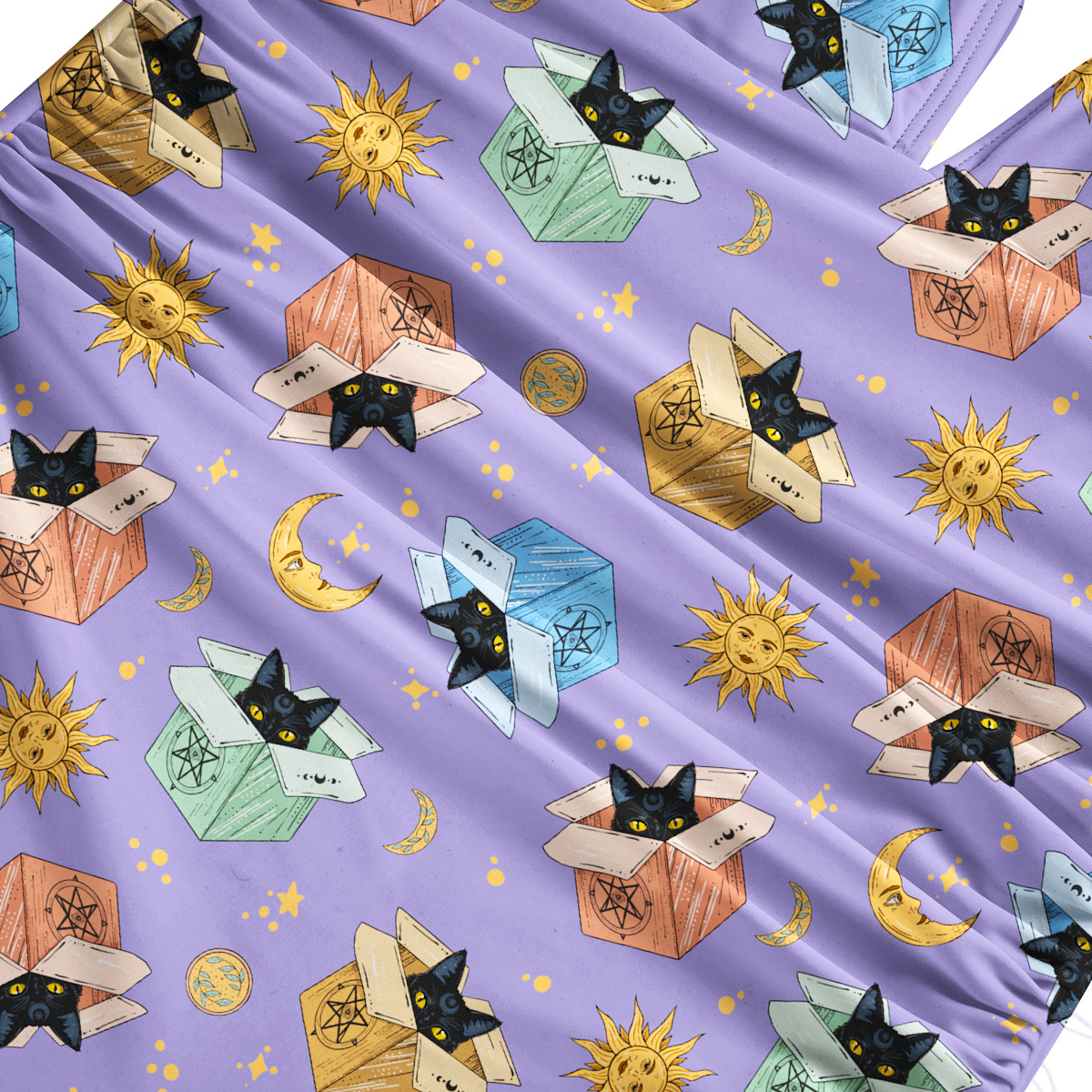 Purplehecate Magical Black Cat One-Piece Swimsuit