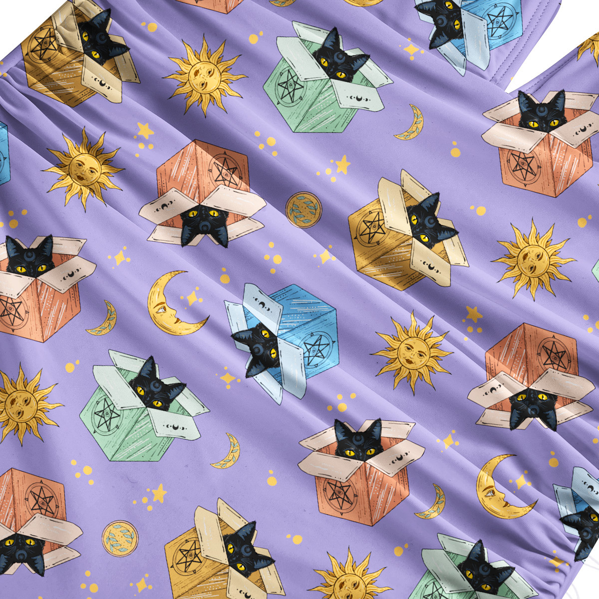 Purplehecate Magical Black Cat One-Piece Swimsuit