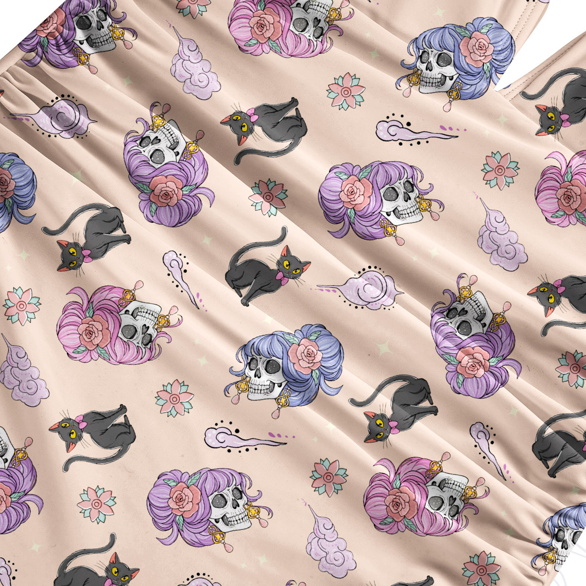 Purplehecate Magical Cat Skeleton Mom One-Piece Swimsuit