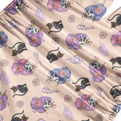 Purplehecate Magical Cat Skeleton Mom One-Piece Swimsuit