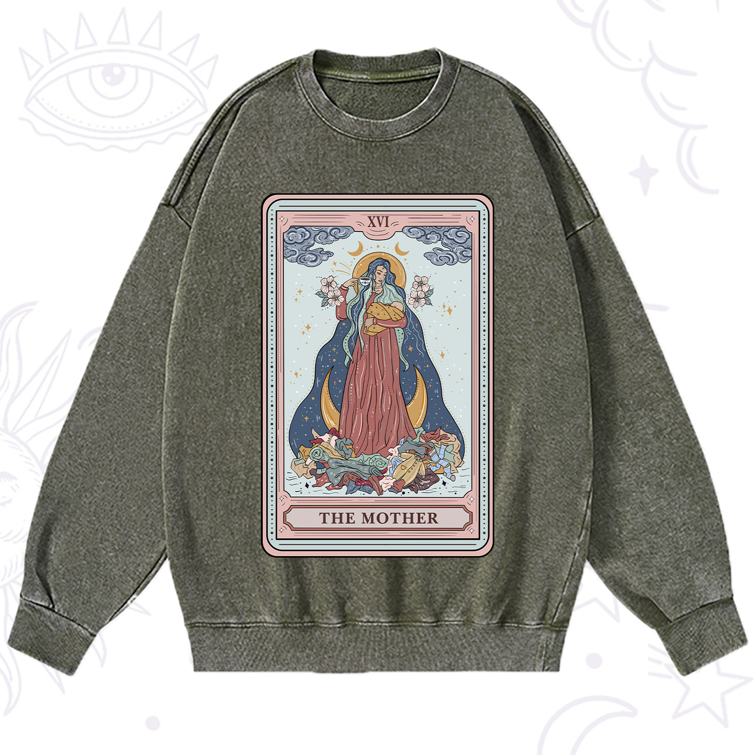 Purplehecate The Mother Tarot Washed Sweatshirt