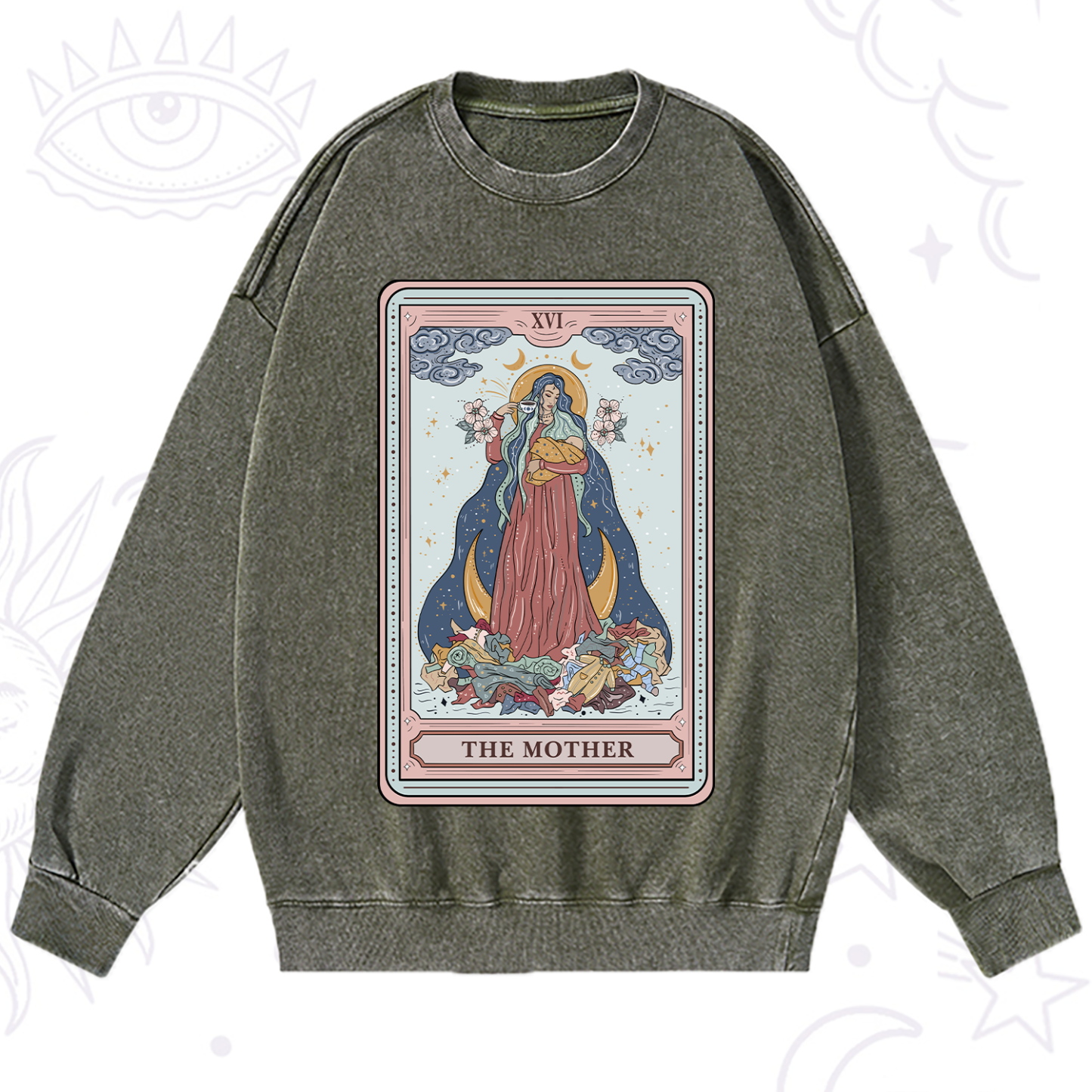 Purplehecate The Mother Tarot Washed Sweatshirt