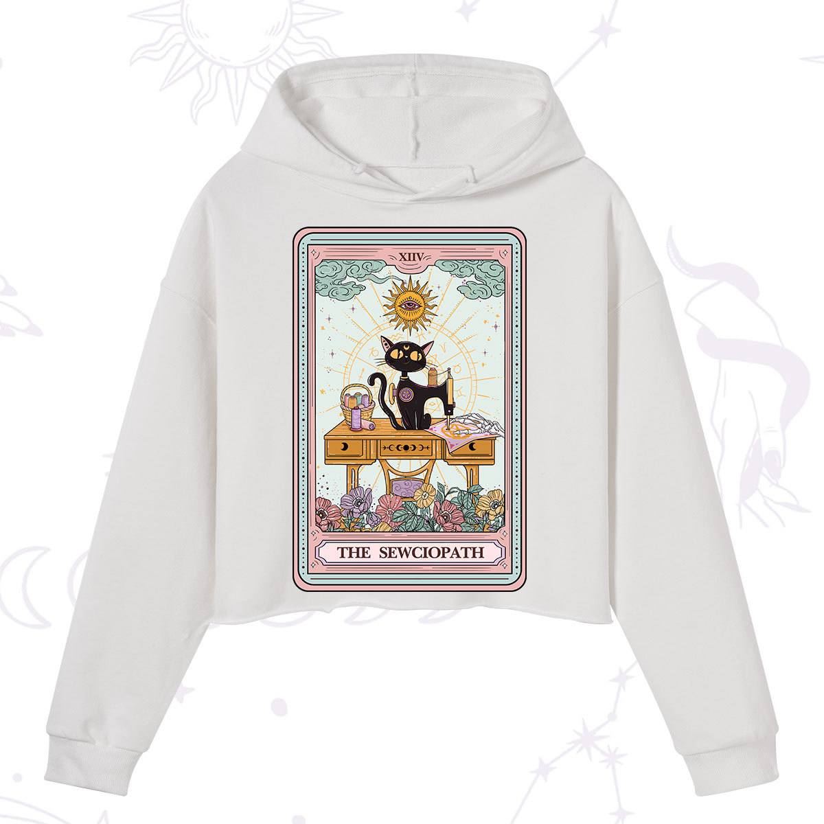 Purplehecate The Sewciopath Tarot Card Crop Hoodie