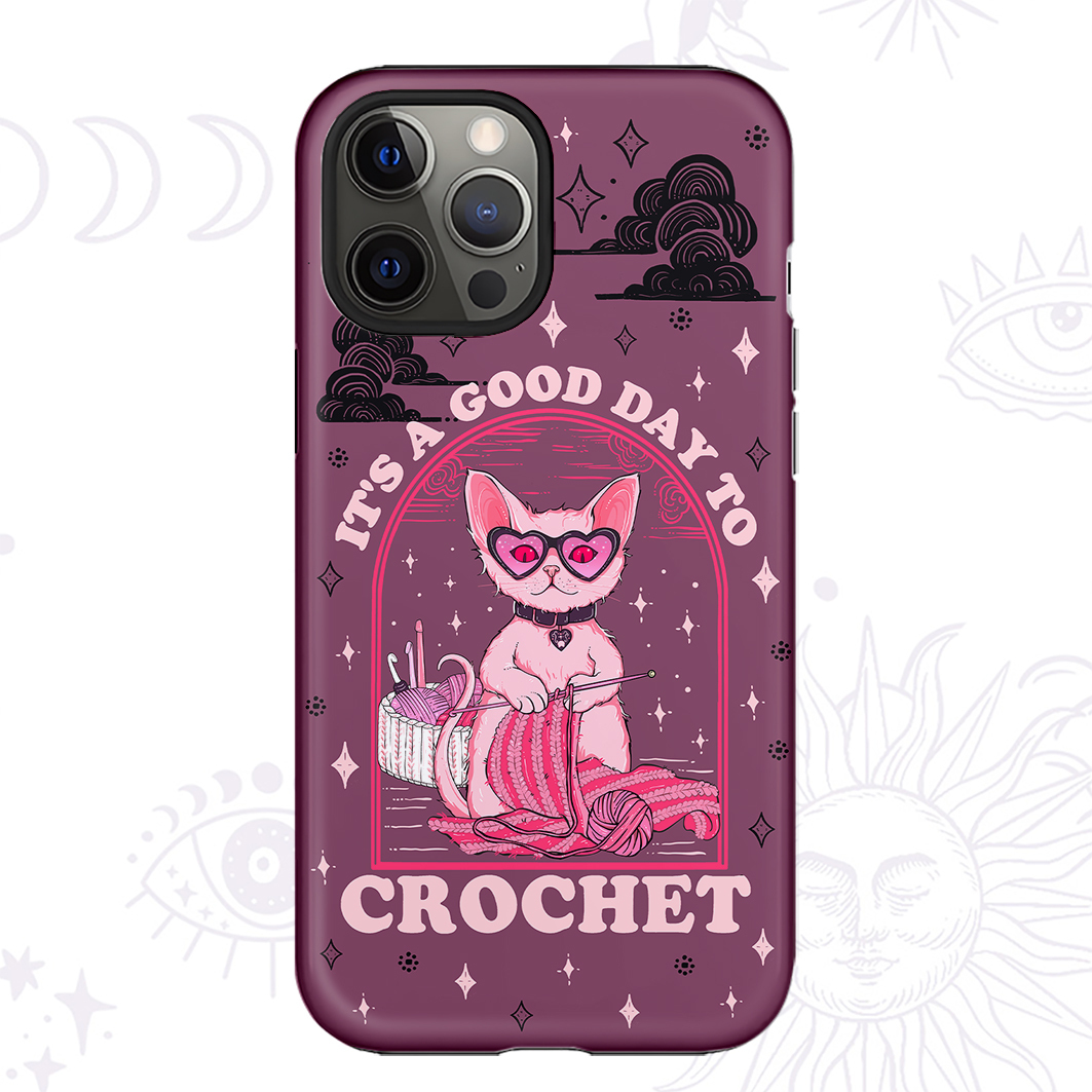 Purplehecate It's A Good Day To Crochet Crop Phone Case