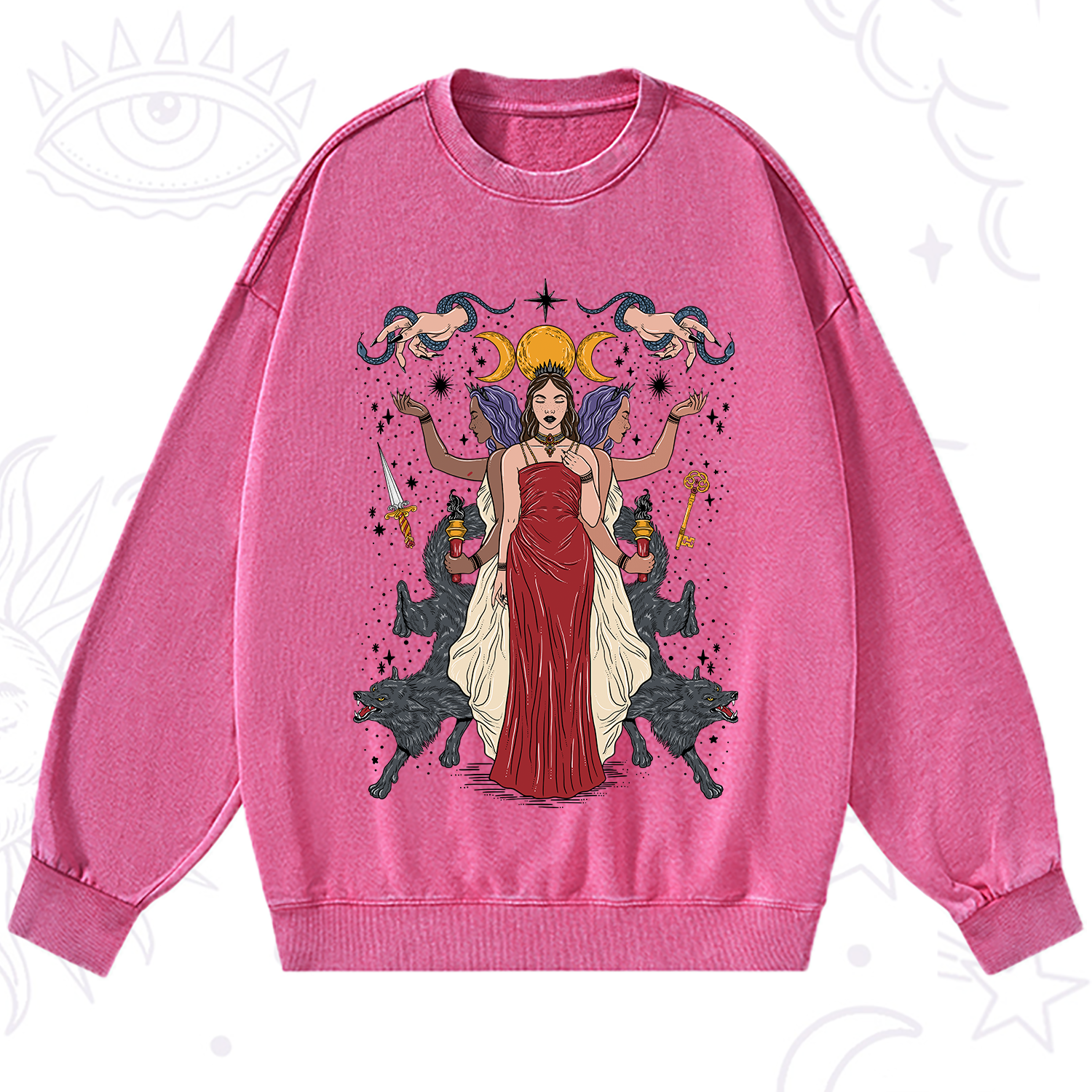 Purplehecate The Triple Goddess Hecate Washed Sweatshirt