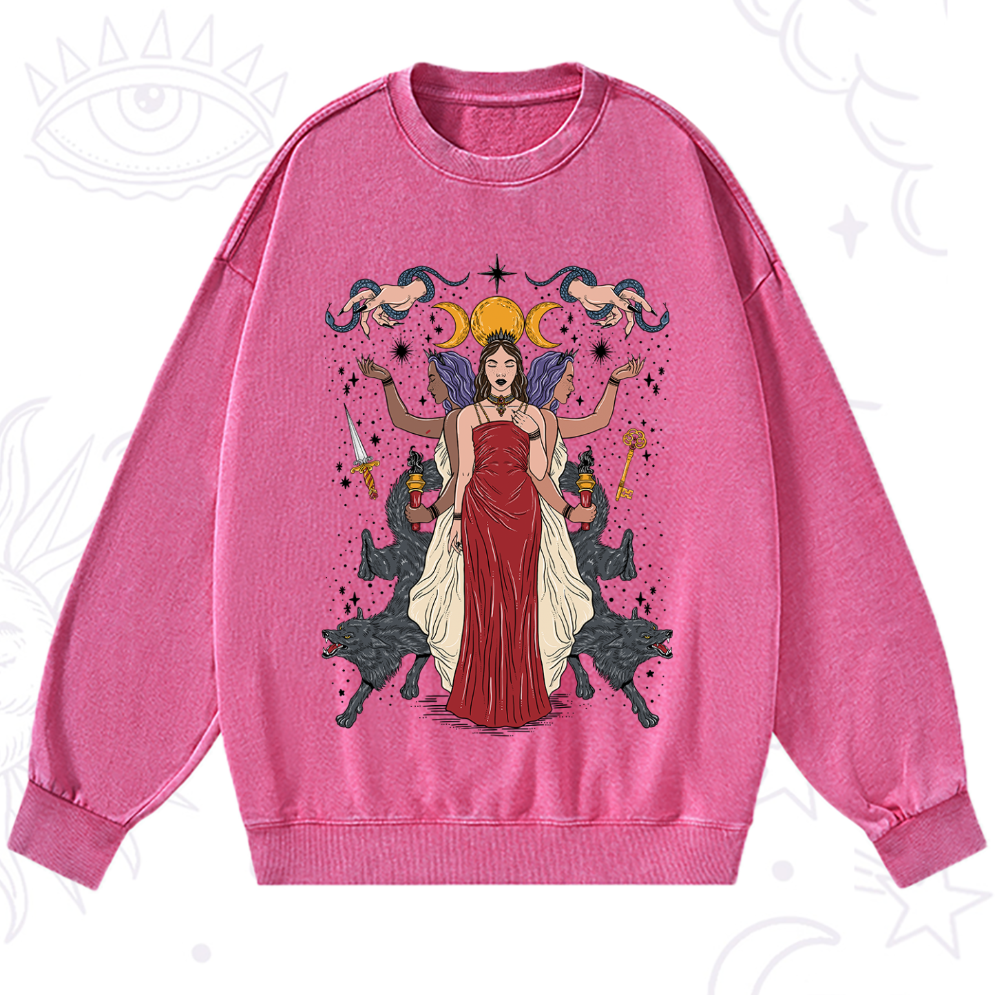 Purplehecate The Triple Goddess Hecate Washed Sweatshirt